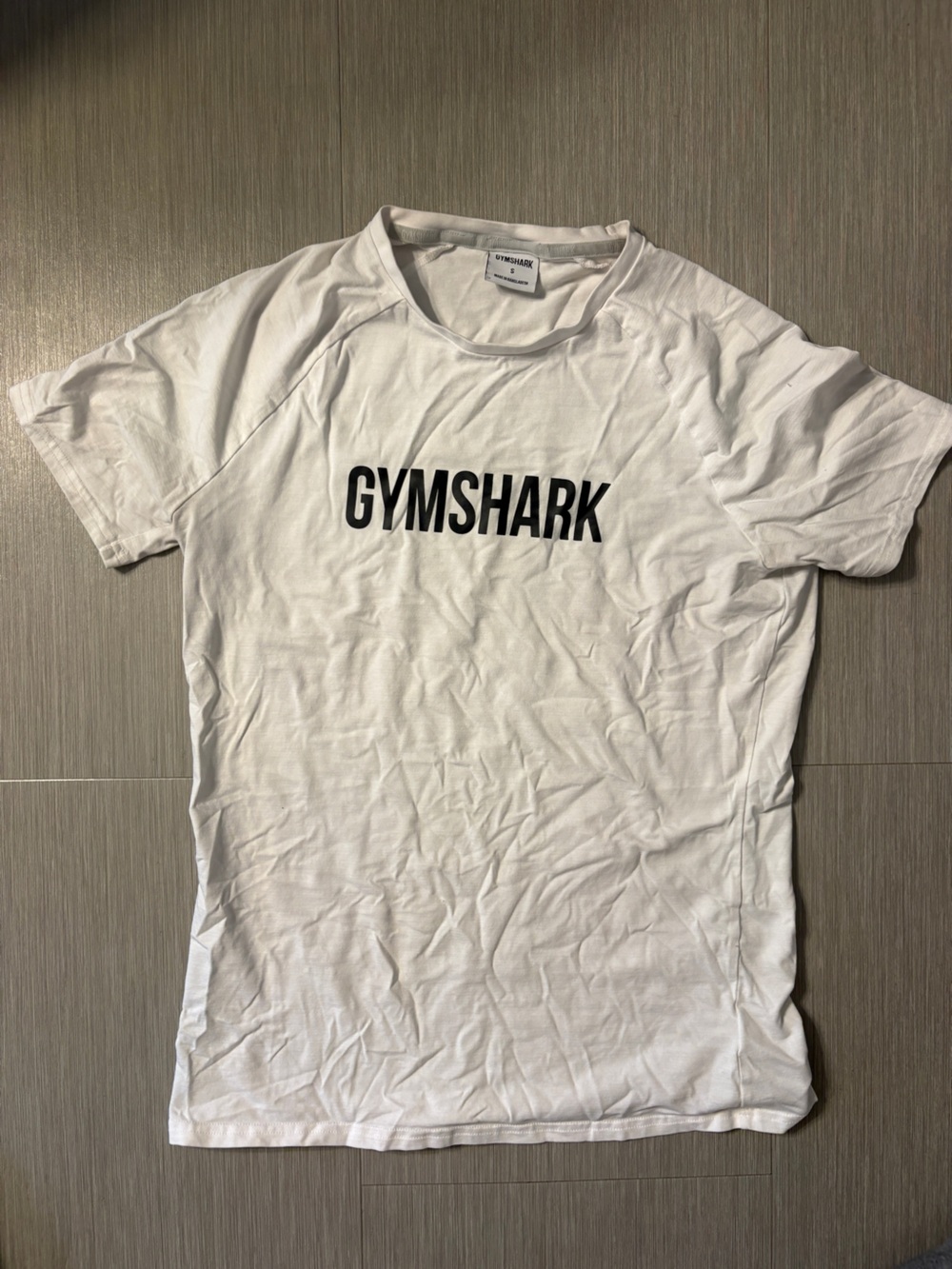 Gymshark White Tee with Vertical Black Logo